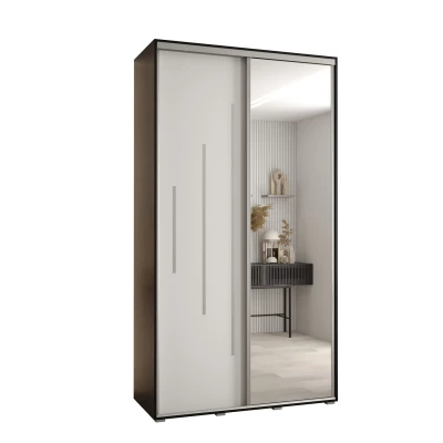 Šatní skříň ASIRI 13 - 140/45 cm, černá / bílá / stříbrná