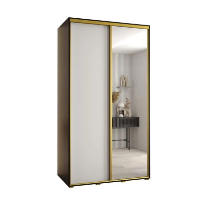 Šatní skříň ASIRI 3 - 130/60 cm, černá / bílá / zlatá