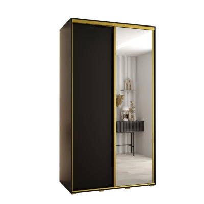 Šatní skříň ASIRI 3 - 130/60 cm, černá / zlatá
