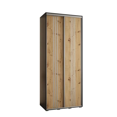 Šatní skříň ASIRI 6 - 110/45 cm, černá / dub artisan / stříbrná