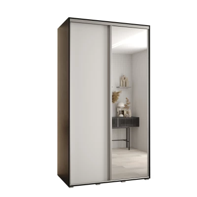Šatní skříň ASIRI 3 - 140/60 cm, černá / bílá / stříbrná