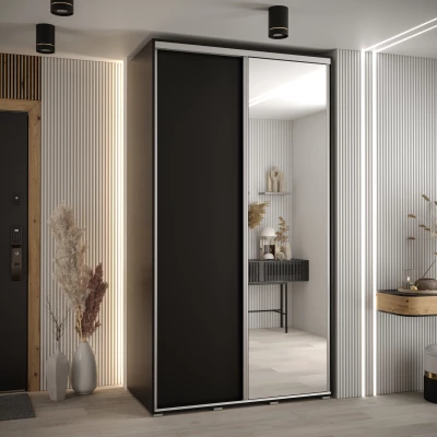 Šatní skříň ASIRI 3 - 140/60 cm, černá / stříbrná