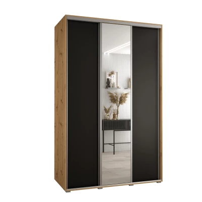 Šatní skříň ASIRI 3 - 150/60 cm, dub artisan / černá / stříbrná