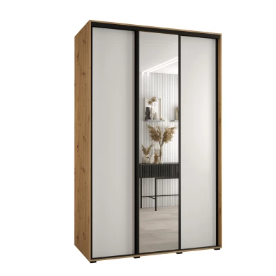 Šatní skříň ASIRI 3 - 150/60 cm, dub artisan / bílá / černá