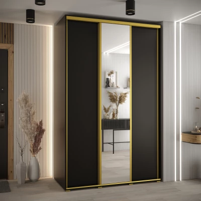 Šatní skříň ASIRI 3 - 150/60 cm, černá / zlatá