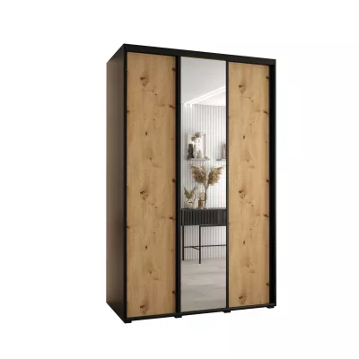 Šatní skříň ASIRI 3 - 150/60 cm, černá / dub artisan / černá