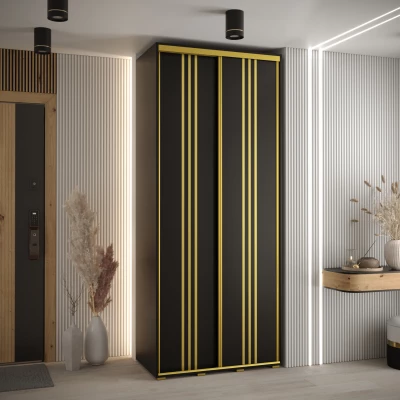 Šatní skříň ASIRI 6 - 120/60 cm, černá / zlatá