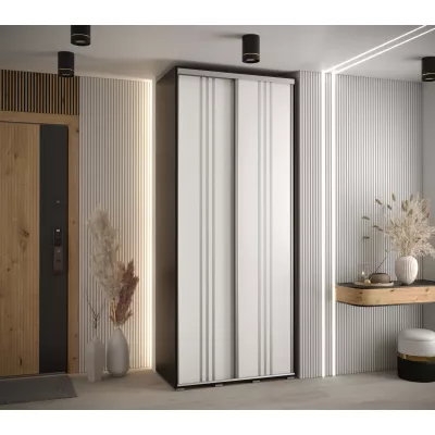 Šatní skříň ASIRI 6 - 120/60 cm, černá / bílá / stříbrná