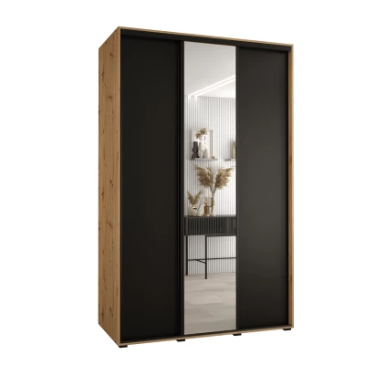 Šatní skříň ASIRI 3 - 160/60 cm, dub artisan / černá / černá