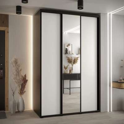 Šatní skříň ASIRI 3 - 160/60 cm, černá / bílá / černá