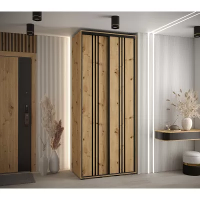 Šatní skříň ASIRI 6 - 120/45 cm, dub artisan / černá