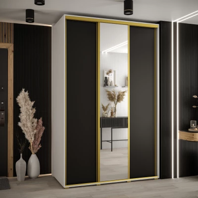 Šatní skříň ASIRI 3 - 160/60 cm, bílá / černá / zlatá