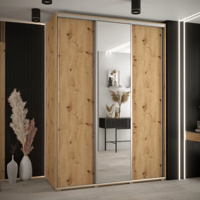 Šatní skříň ASIRI 3 - 170/60 cm, dub artisan / stříbrná