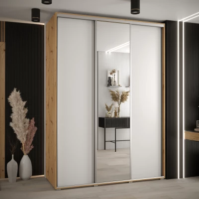 Šatní skříň ASIRI 3 - 170/60 cm, dub artisan / bílá / stříbrná