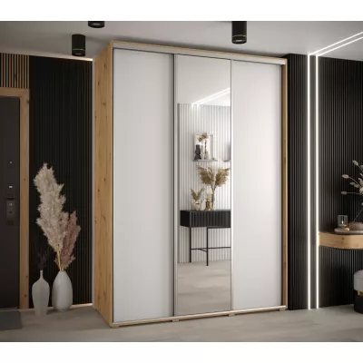 Šatní skříň ASIRI 3 - 170/60 cm, dub artisan / bílá / stříbrná