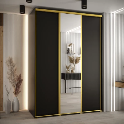 Šatní skříň ASIRI 3 - 170/60 cm, černá / zlatá