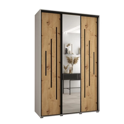 Šatní skříň ASIRI 13 - 150/45 cm, bílá / dub artisan / černá