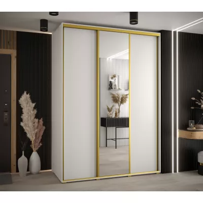 Šatní skříň ASIRI 3 - 170/60 cm, bílá / zlatá