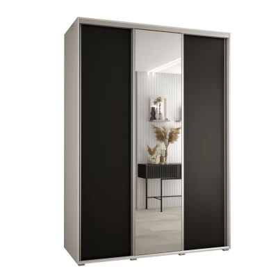 Šatní skříň ASIRI 3 - 170/60 cm, bílá / černá / stříbrná