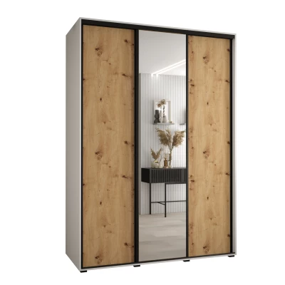 Šatní skříň ASIRI 3 - 170/60 cm, bílá / dub artisan / černá