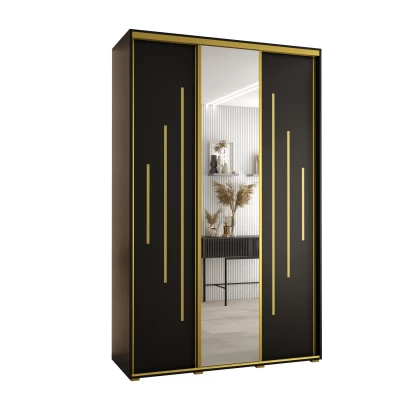 Šatní skříň ASIRI 13 - 150/45 cm, černá / zlatá