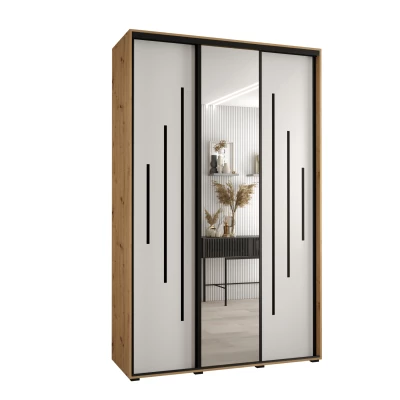 Šatní skříň ASIRI 13 - 150/45 cm, dub artisan / bílá / černá