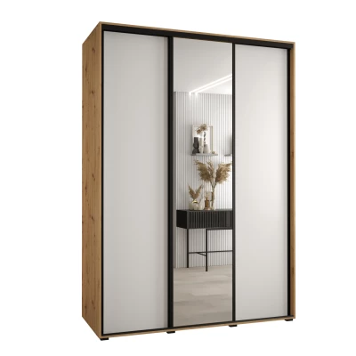 Šatní skříň ASIRI 3 - 180/60 cm, dub artisan / bílá / černá
