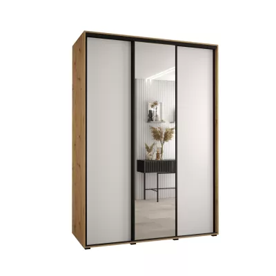 Šatní skříň ASIRI 3 - 180/60 cm, dub artisan / bílá / černá