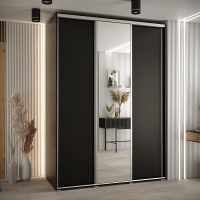 Šatní skříň ASIRI 3 - 180/60 cm, černá / stříbrná