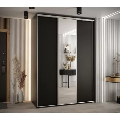 Šatní skříň ASIRI 3 - 180/60 cm, černá / stříbrná