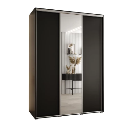 Šatní skříň ASIRI 3 - 180/60 cm, černá / stříbrná