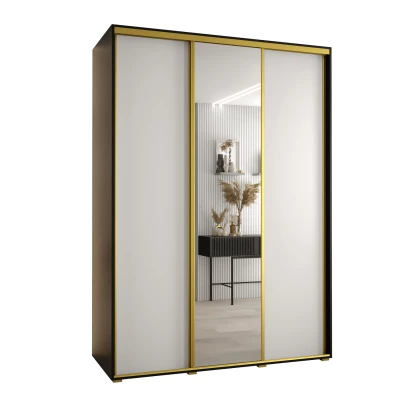 Šatní skříň ASIRI 3 - 180/60 cm, černá / bílá / zlatá