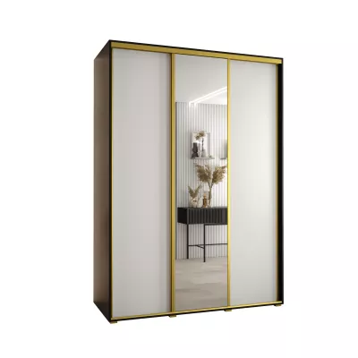 Šatní skříň ASIRI 3 - 180/60 cm, černá / bílá / zlatá