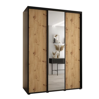 Šatní skříň ASIRI 3 - 180/60 cm, černá / dub artisan / černá