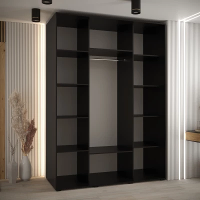 Šatní skříň ASIRI 3 - 180/60 cm, černá / dub artisan / černá