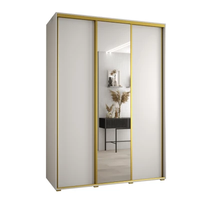 Šatní skříň ASIRI 3 - 180/60 cm, bílá / zlatá