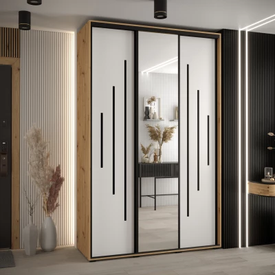 Šatní skříň ASIRI 13 - 160/45 cm, dub artisan / bílá / černá