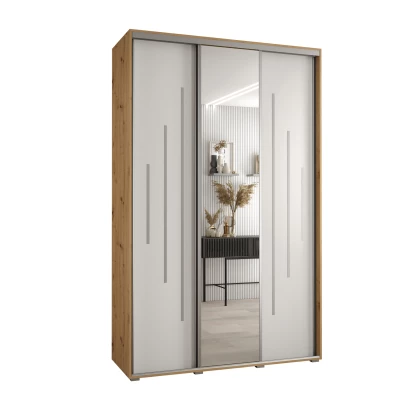 Šatní skříň ASIRI 13 - 160/45 cm, dub artisan / bílá / stříbrná