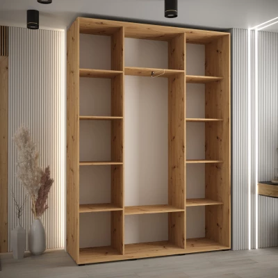 Šatní skříň ASIRI 13 - 160/45 cm, dub artisan / bílá / stříbrná