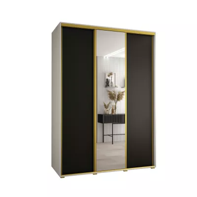 Šatní skříň ASIRI 3 - 180/60 cm, bílá / černá / zlatá