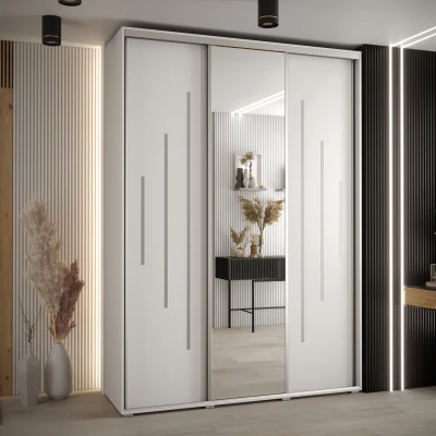 Šatní skříň ASIRI 13 - 170/45 cm, bílá / stříbrná