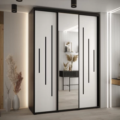 Šatní skříň ASIRI 13 - 170/45 cm, černá / bílá / černá