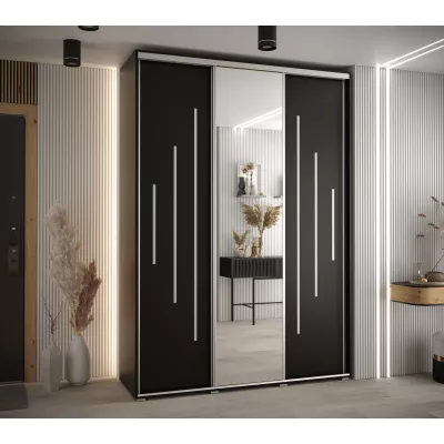 Šatní skříň ASIRI 13 - 170/45 cm, černá / stříbrná