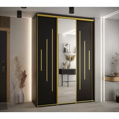 Šatní skříň ASIRI 13 - 170/45 cm, černá / zlatá