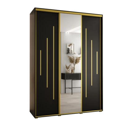 Šatní skříň ASIRI 13 - 170/45 cm, černá / zlatá