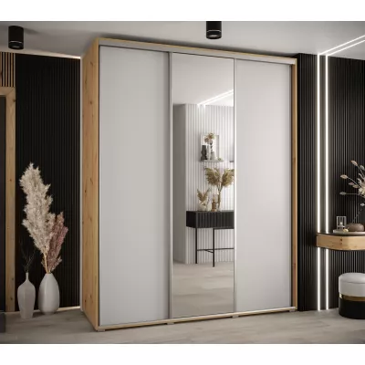 Šatní skříň ASIRI 3 - 190/60 cm, dub artisan / bílá / stříbrná