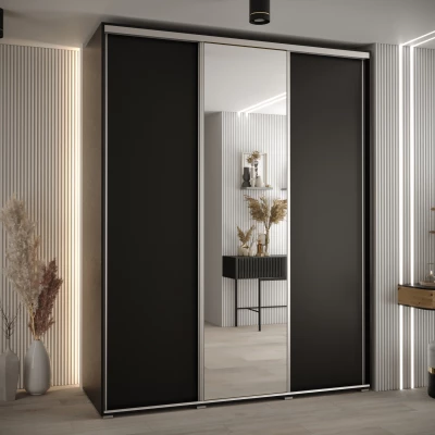 Šatní skříň ASIRI 3 - 190/60 cm, černá / stříbrná