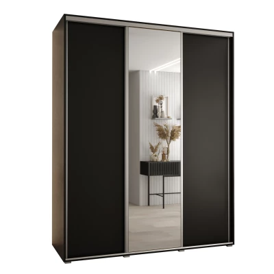 Šatní skříň ASIRI 3 - 190/60 cm, černá / stříbrná