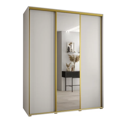 Šatní skříň ASIRI 3 - 190/60 cm, bílá / zlatá