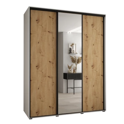 Šatní skříň ASIRI 3 - 190/60 cm, bílá / dub artisan / černá